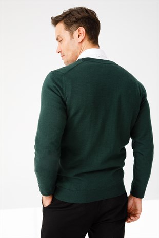Mens Basic V Neck Knitwear Cardigan Dark Green