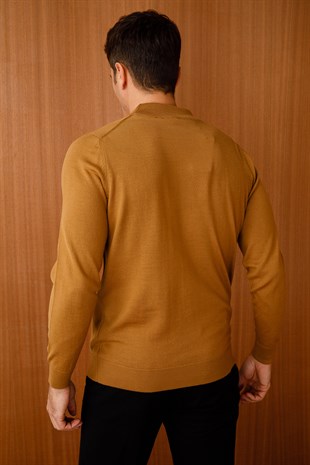 Mens Basic Mock-Turtleneck Sweater Camel
