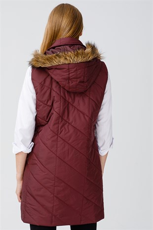 Womens Quilted Vest Burgundy