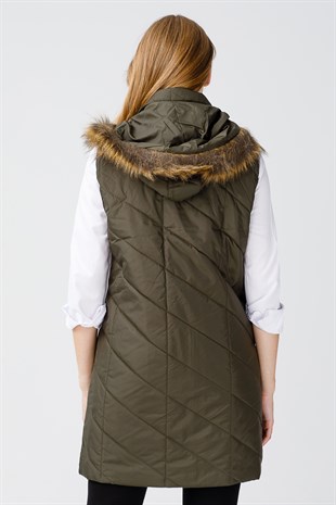 Womens Quilted Vest Green