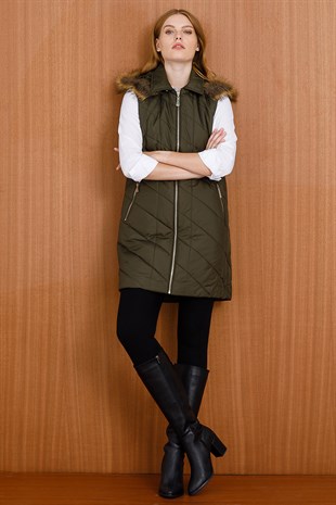 Womens Quilted Vest Green