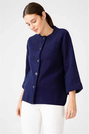 Womens Wool Cardigan A.Navy Blue