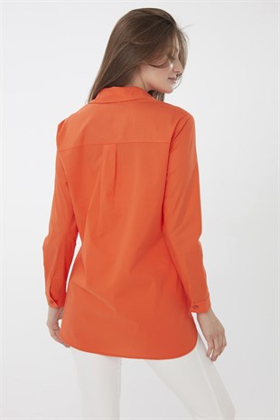 Womens Cotton Long Shirt Orange