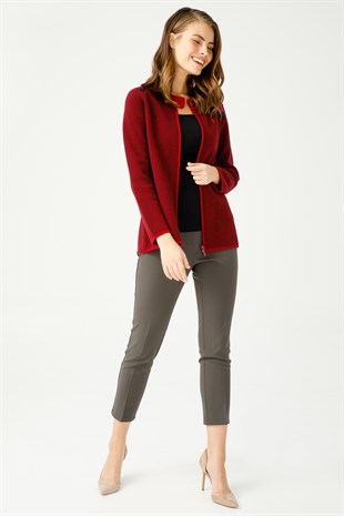 Womens Wool Lacemaking Cardigan Cherry