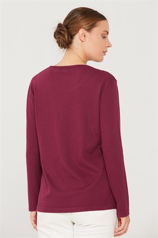 Womens Knitwear Sweater Damson Color