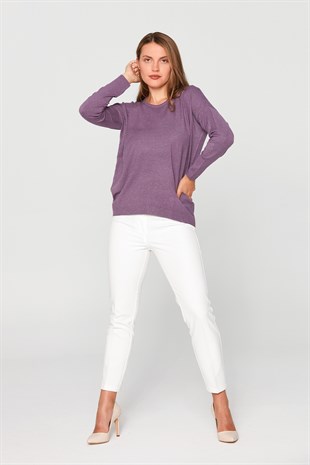 Womens Crew Neckline Sweater Lilac