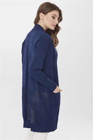Womens Long Knitwear Summer Cardigan Navy Blue